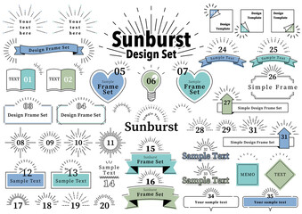 Sunburst Design Set シンプル見出しフレームセット - obrazy, fototapety, plakaty
