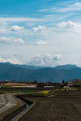 富士山と田舎の景色