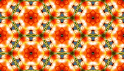 Pattern Abstract geometric colorful seamlessbackground . Psychedelic mandala, beautiful. Cross repeated squares and blocks background. Image contain certain grain or noise and soft focus.