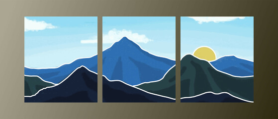 Abstract mountain painting, Abstract background, Premium Vector