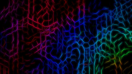 Abstract textured glowing multi-colored neon background.