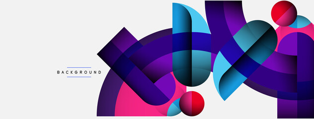 Geometric abstract background. Round shapes, circles, lines composition for wallpaper banner background or landing page