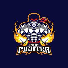 Fighter mascot logo design vector with modern illustration concept style for badge, emblem and t shirt printing. Fighter illustration for sport and esport team.