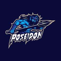 Poseidon mascot logo design vector with modern illustration concept style for badge, emblem and t shirt printing. Poseidon illustration for sport and esport team.