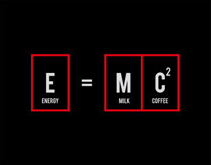E = MC 2 - Periodic Table of Elements on black background in vector illustration.