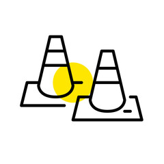 Traffic cones. Road construction works. Pixel perfect, editable stroke line art icon