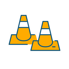 Traffic cones. Road construction works. Pixel perfect, editable stroke color icon