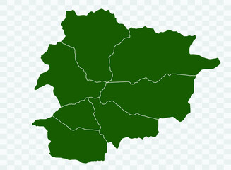 Andorra map Green Color on White Backgound Png