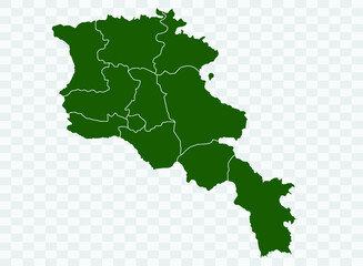 Armenia map Green Color on White Backgound Png