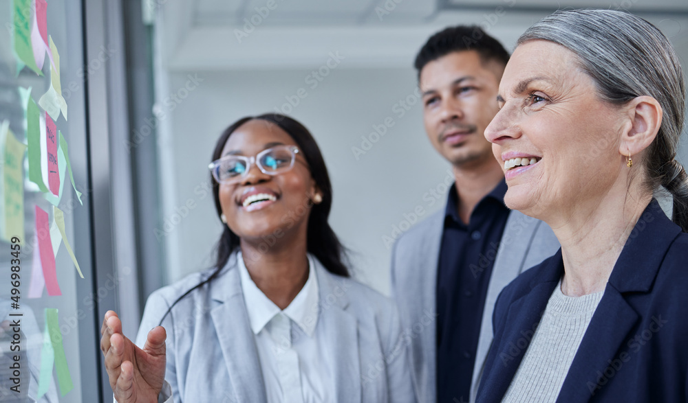 Poster successful teams maintain an optimistic mindset. shot of a group of businesspeople brainstorming wit
