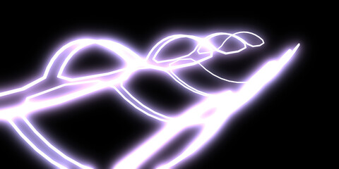 3D abstract background with neon lights. neon tunnel  .space construction . .3d illustration