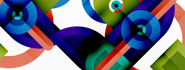 Creative geometric wallpaper. Minimal abstract background. Bright color geometric shapes on white backdrop. Business template for wallpaper, banner, background or landing