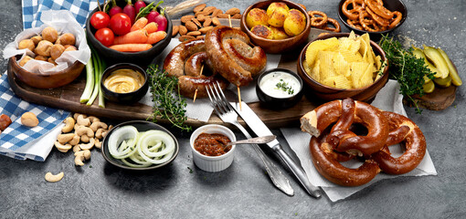 Oktoberfest concept - traditional food and beer