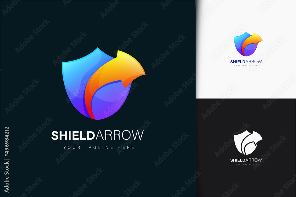 Poster shield arrow logo design with gradient