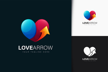 Love arrow logo design with gradient