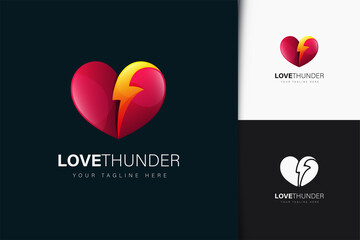 Love thunder logo design with gradient