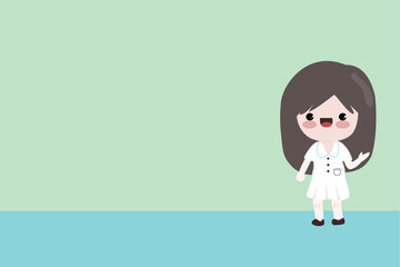 female nurse on the white dress uniform standing and smile. copy space.