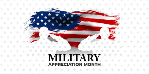 National Military Appreciation Month is celebrated every year in May, Poster, card, banner and background. Vector illustration