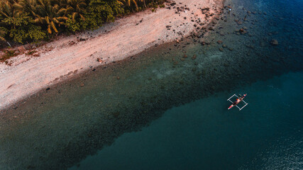 Fototapeta na wymiar drone shot at the beach, travel photo of island and beach