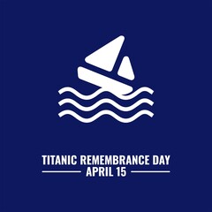 Titanic Icon Vector and Water waves, Titanic Remembrance Day Design Concept, suitable for social media post templates, posters, greeting cards, banners, backgrounds, brochures. Vector Illustration