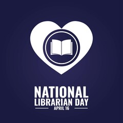 Book and Heart Icon Vector, National Librarian Day Design Concept, perfect for social media post templates, posters, greeting cards, banners, backgrounds, brochures. Vector Illustration