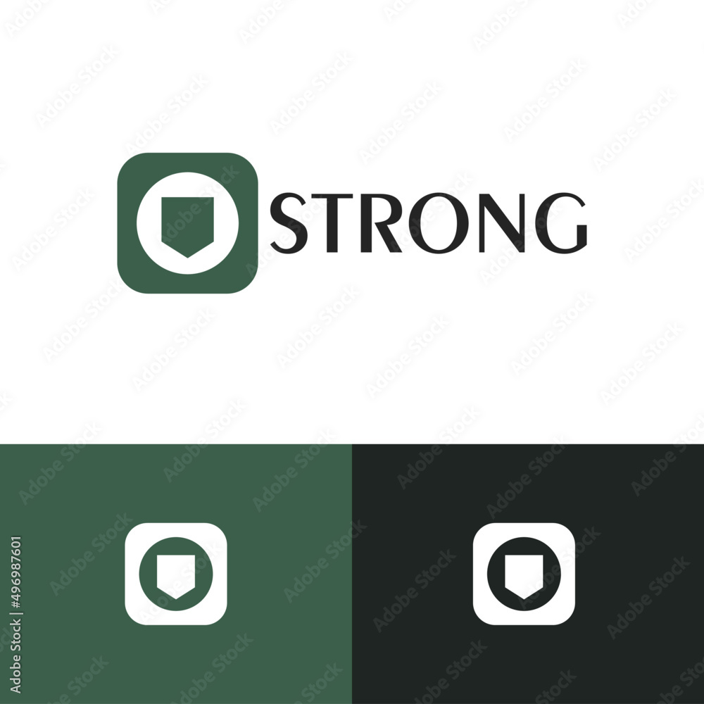 Poster security shield logo design concept. fintech company brand logomark illustration. can representing h