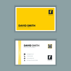 Minimal yellow colour business card design template Premium Vector