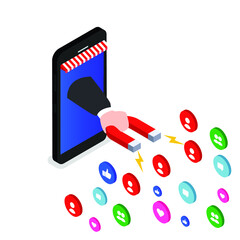 Social media strategy to attract followers and user engagement isometric 3d vector illustration concept for banner, website, illustration, landing page, template, etc