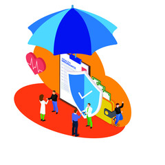 Health insurance isometric 3d vector illustration concept for banner, website, illustration, landing page, template, etc