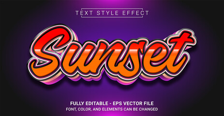 Sunset Text Style Effect. Editable Graphic Text Template.