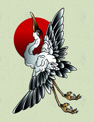 crane japanese tattoo old school