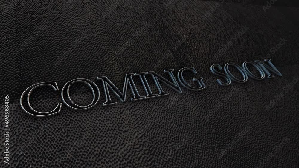 Poster Coming Soon text with glitch effect loop title on dark grunge background. 4K 3D seamless loop Coming Soon glitch effect element text animation on black for intro title. 
