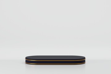 Dark blue cylinder podium display with white grey background, forms minimal scene, stage for product, 3d rendering