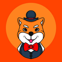 Cute Mr Shiba Vector Illustration