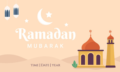 Ramadan Mubarak greeting card, banner template