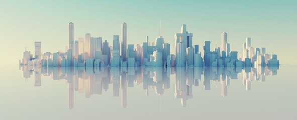 Fototapeta na wymiar Futuristic city reflection