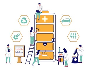 Scientist provide battery test vector eco concept