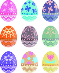 Collection of pastel Easter Egg, Easter material vector illustration. 