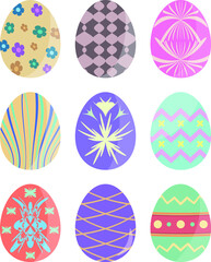 Collection of pastel Easter Egg, Easter material vector illustration. 