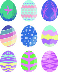 Collection of pastel Easter Egg, Easter material vector illustration. 