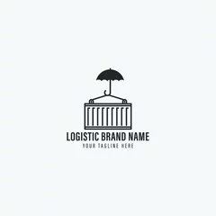 Fototapeten Logistics and delivery, around the earth rotates the cardboard box, logo template. Moving box, fast box and fast delivery goods, vector design. Shipping and shipment express service, illustration © bamban