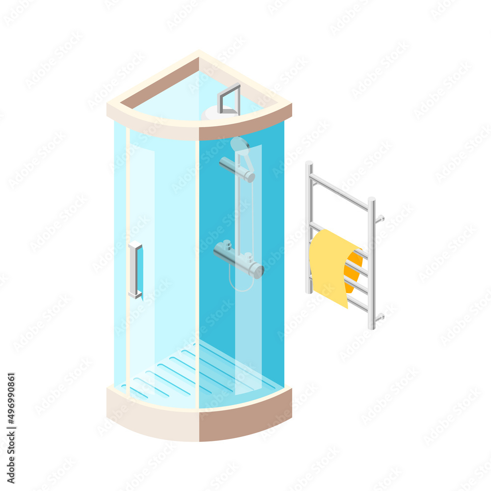 Wall mural Isometric Shower Cabin