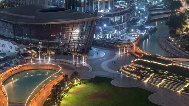 Dubai Opera located in Downtown is the radiant centre of culture and arts in Dubai night timelapse