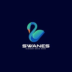 Vector Logo Illustration Swan Gradient Colorful Style.