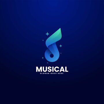 Vector Logo Illustration Musical Gradient Colorful Style.