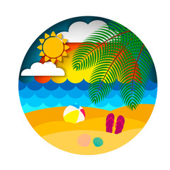 Fototapeta na wymiar Summer landscape, summer beach. illustration isolated on white background for advertising banners, flyers, posters, leaflets and more