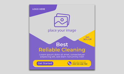 Best cleaning service for web banner template and home cleaning business marketing social media post banner layout