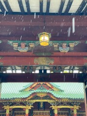 Nezu shrine on the rainy day, April 4th, 2022, Tokyo Japan