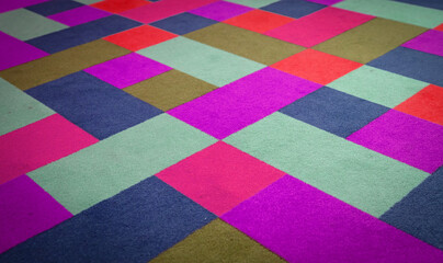 Bright colorful carpet on the floor