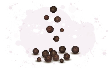 Vector illustration of black paper, peppercorn seeds
